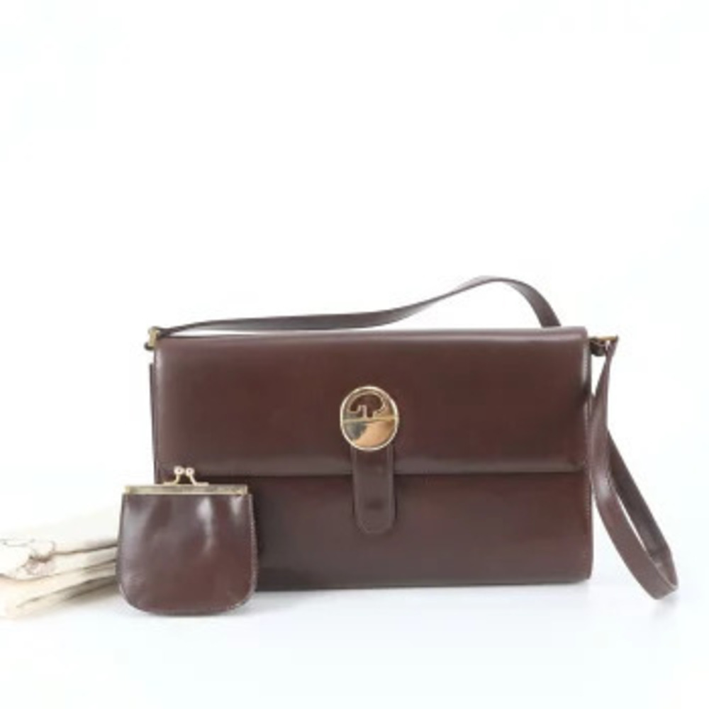 Gucci Interlocking G Leather Flap Shoulder Bag Brown